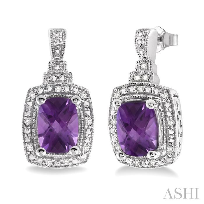 SILVER GEMSTONE & DIAMOND EARRINGS