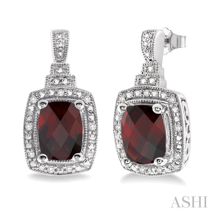 SILVER GEMSTONE & DIAMOND EARRINGS