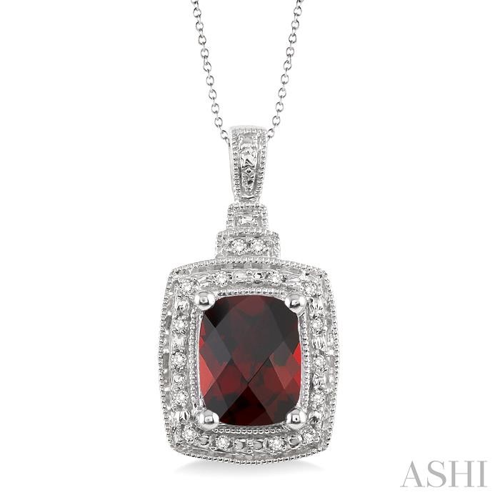 SILVER GEMSTONE & DIAMOND PENDANT