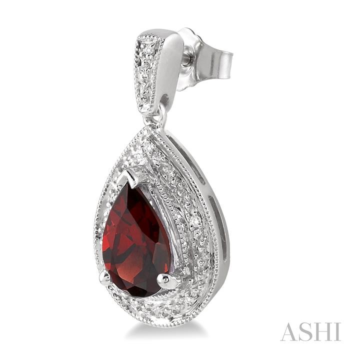 Silver Pear Shape Gemstone & Diamond Earrings-3