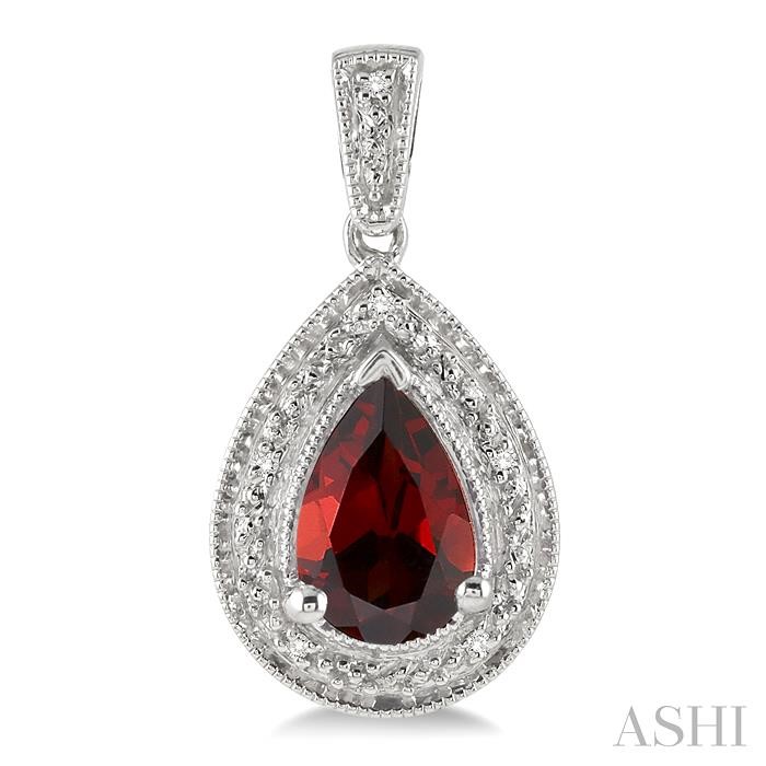 Silver Pear Shape Gemstone & Diamond Earrings-2