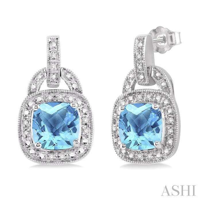 SILVER GEMSTONE & HALO DIAMOND EARRINGS