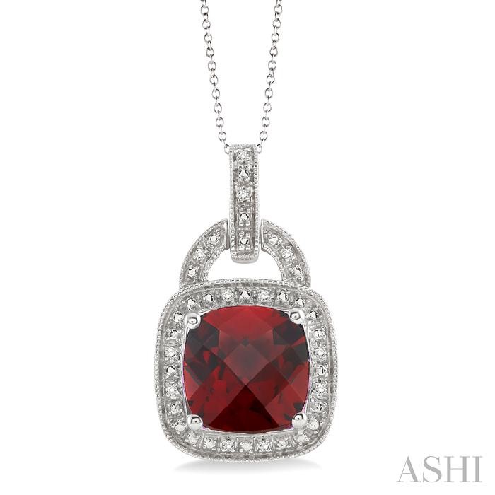 SILVER GEMSTONE & DIAMOND PENDANT