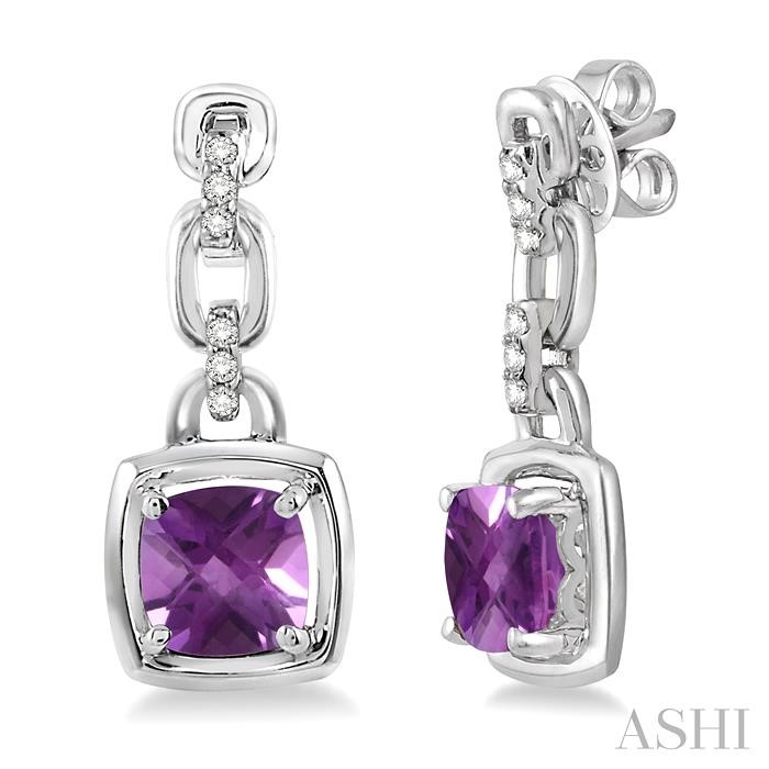 SILVER GEMSTONE & DIAMOND EARRINGS