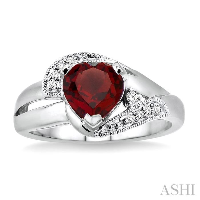 Silver Heart Shape Gemstone & Diamond Fashion Ring-2