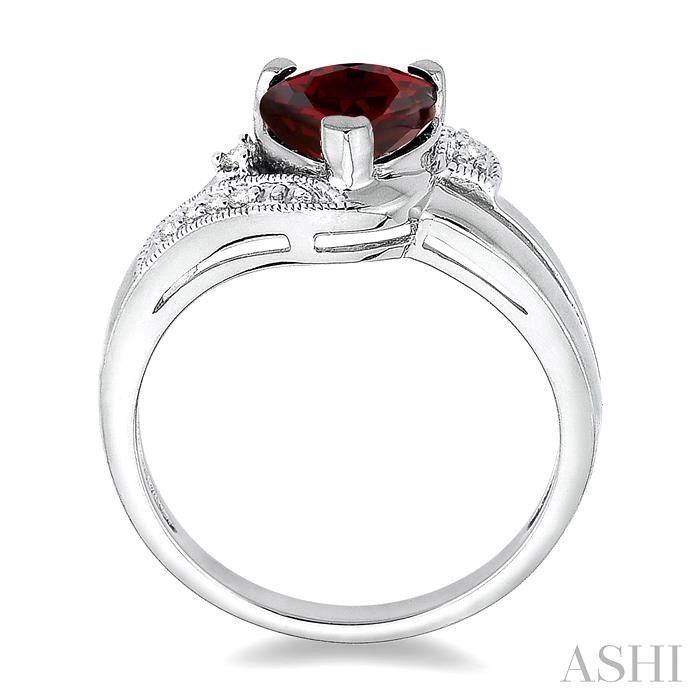 Silver Heart Shape Gemstone & Diamond Fashion Ring-3