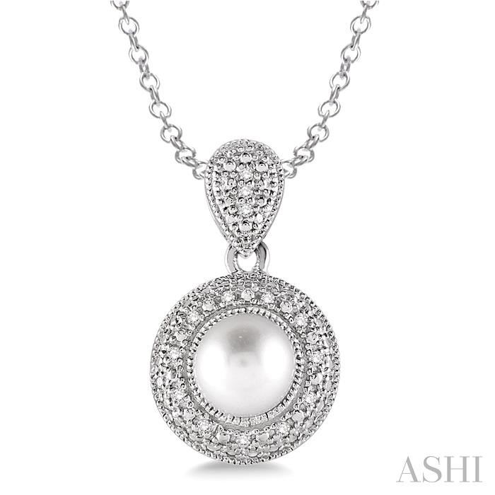 SILVER PEARL & DIAMOND PENDANT