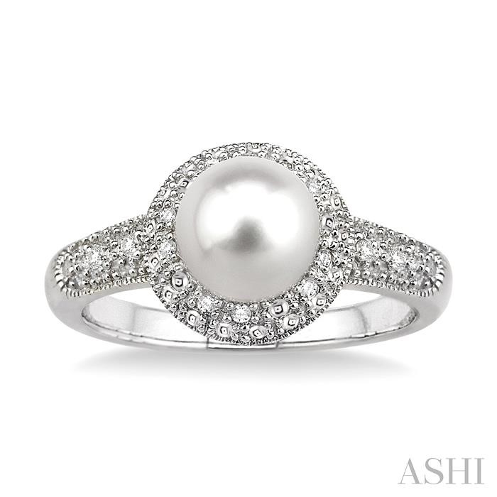 Silver Pearl & Diamond Ring-2