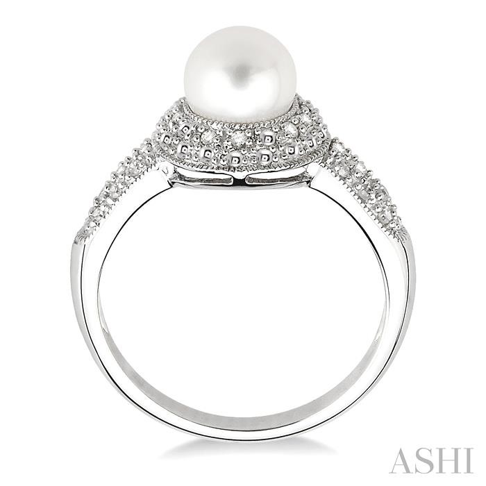 Silver Pearl & Diamond Ring-3