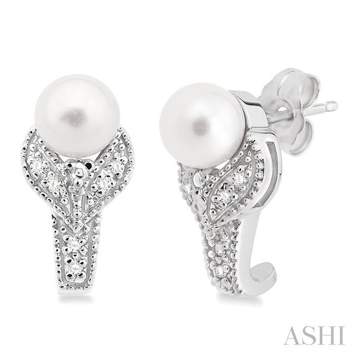 SILVER PEARL & DIAMOND EARRINGS