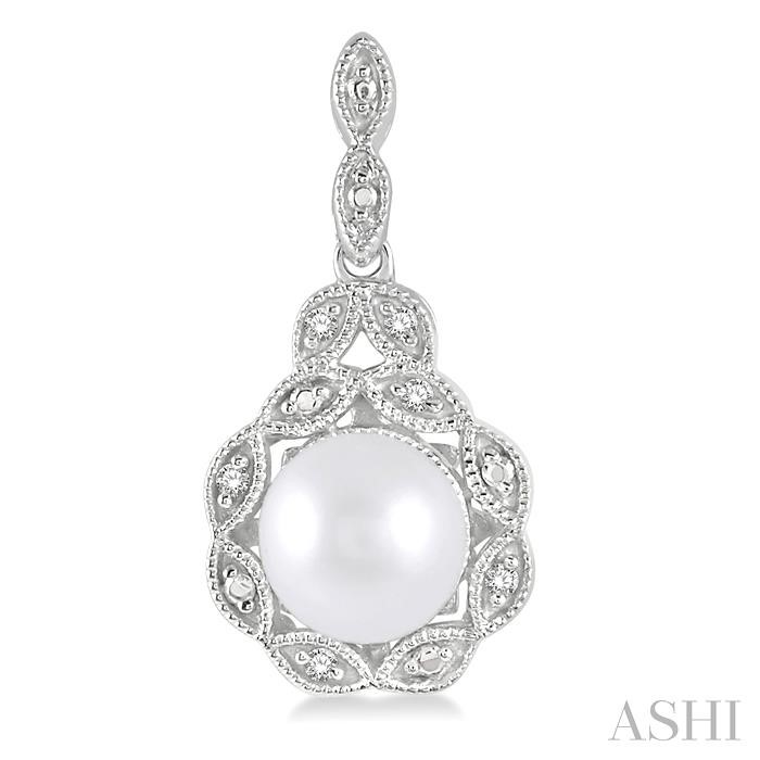 Silver Pearl & Diamond Earrings-2