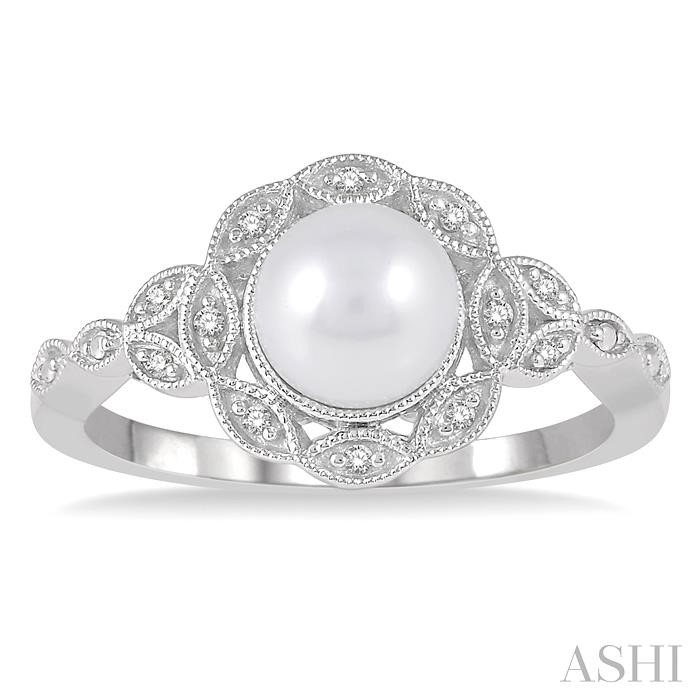 Silver Pearl & Diamond Ring-2