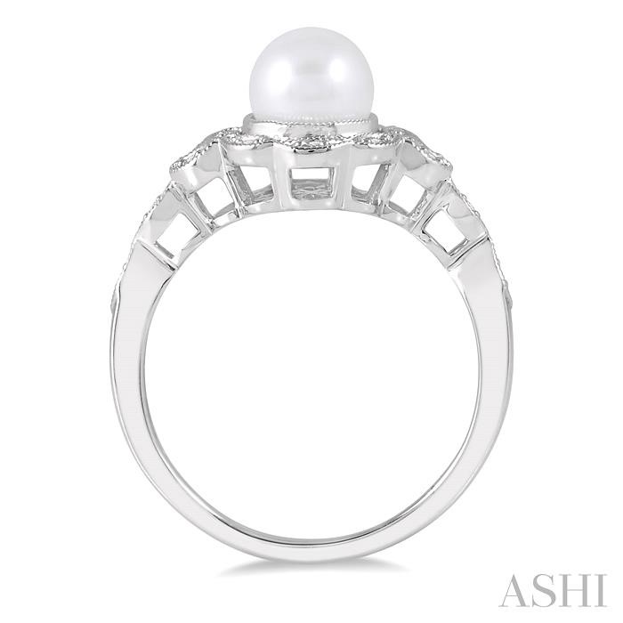 Silver Pearl & Diamond Ring-3