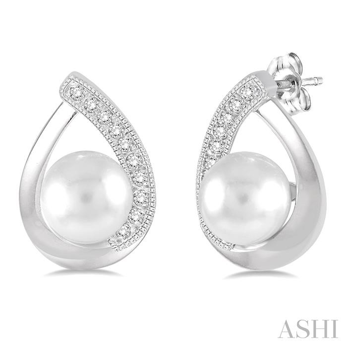 SILVER PEARL & DIAMOND EARRINGS