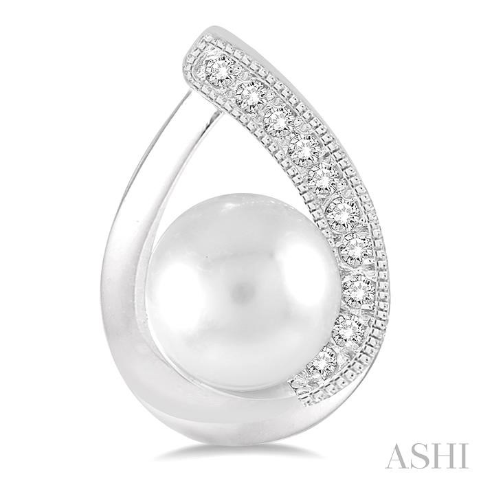 Silver Pearl & Diamond Earrings-2
