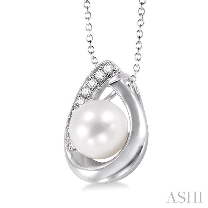 Silver Pearl & Diamond Pendant-2