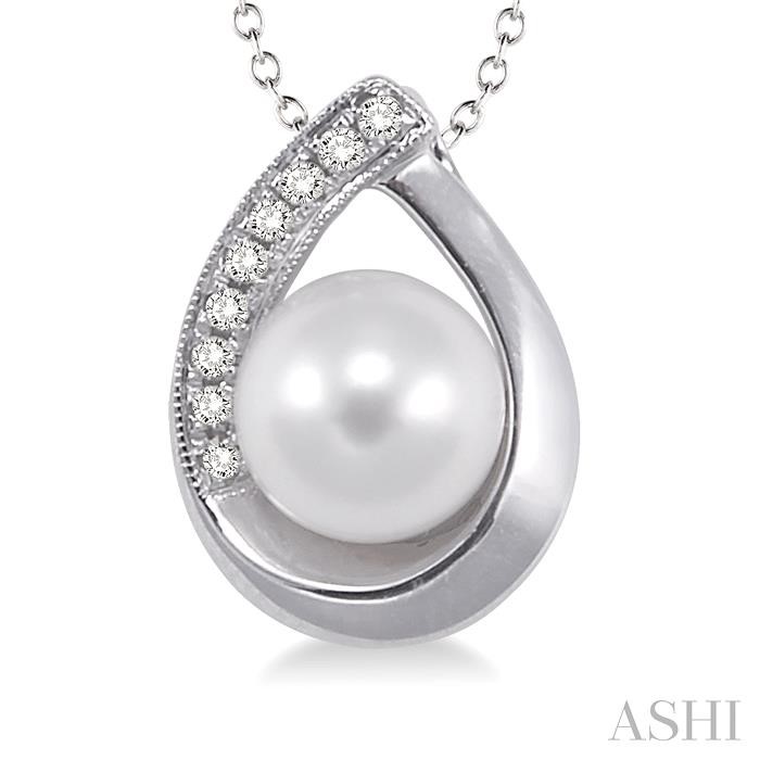 Silver Pearl & Diamond Pendant-3