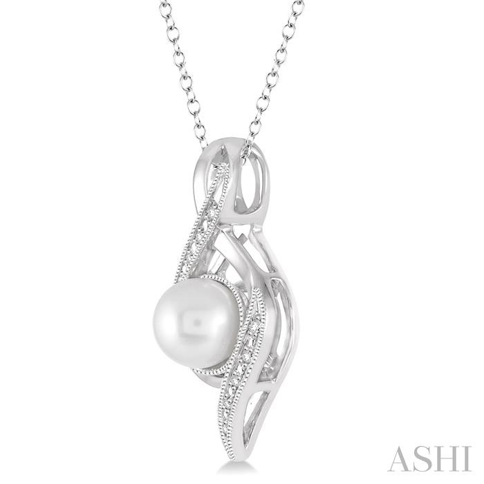 Silver Pearl & Diamond Pendant-2