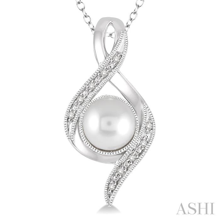 Silver Pearl & Diamond Pendant-3