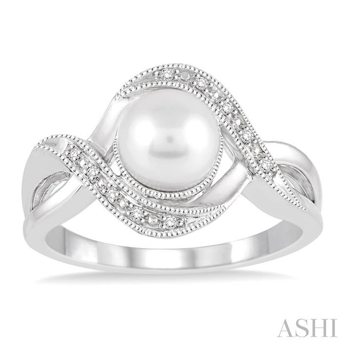 Silver Pearl & Diamond Ring-2