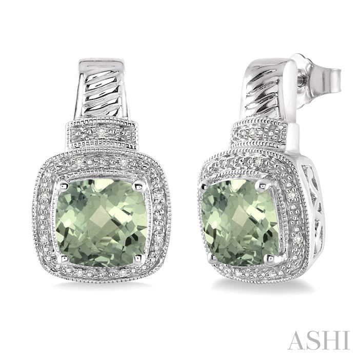 SILVER GEMSTONE & DIAMOND EARRINGS