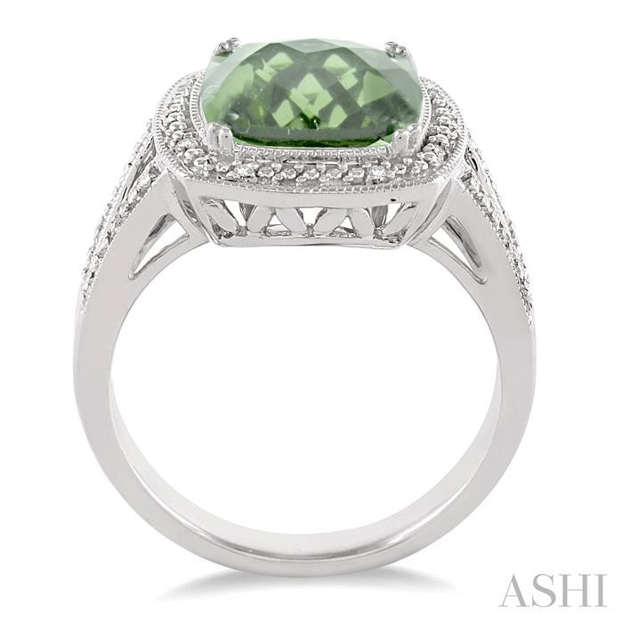 Silver Cushion Shape Gemstone & Diamond Ring-3