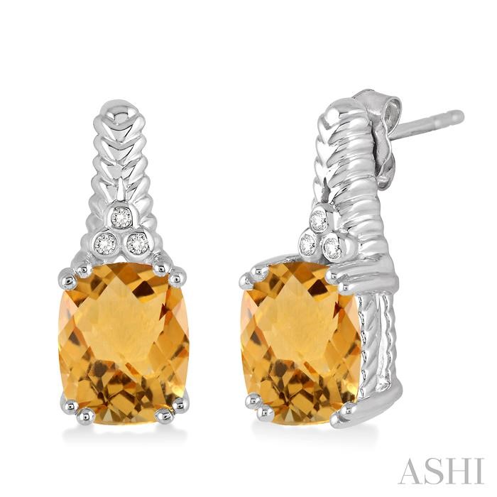 SILVER GEMSTONE & DIAMOND EARRINGS