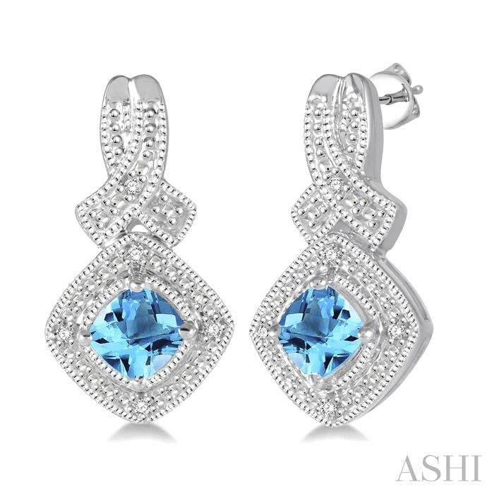 SILVER GEMSTONE & HALO DIAMOND EARRINGS