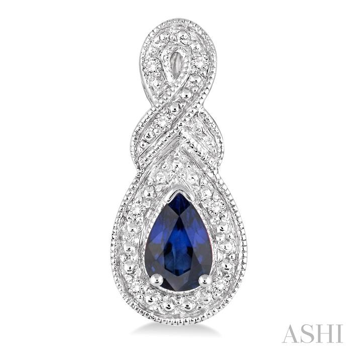 Silver Pear Shape Gemstone & Diamond Earrings-2