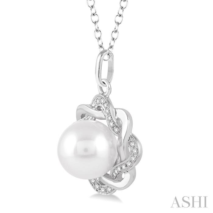 Silver Pearl & Diamond Pendant-2