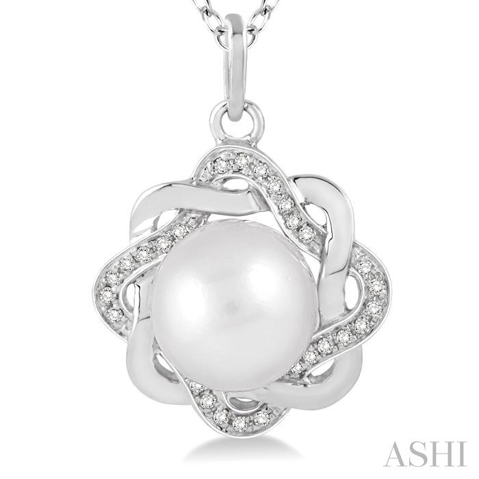 Silver Pearl & Diamond Pendant-3