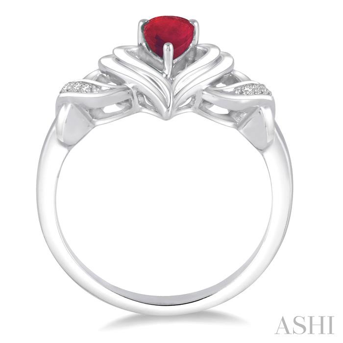 Silver Heart Shape Gemstone & Diamond Fashion Ring-3