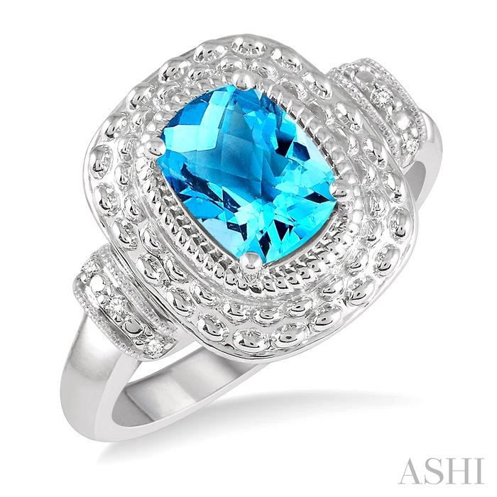 SILVER GEMSTONE & DIAMOND RING
