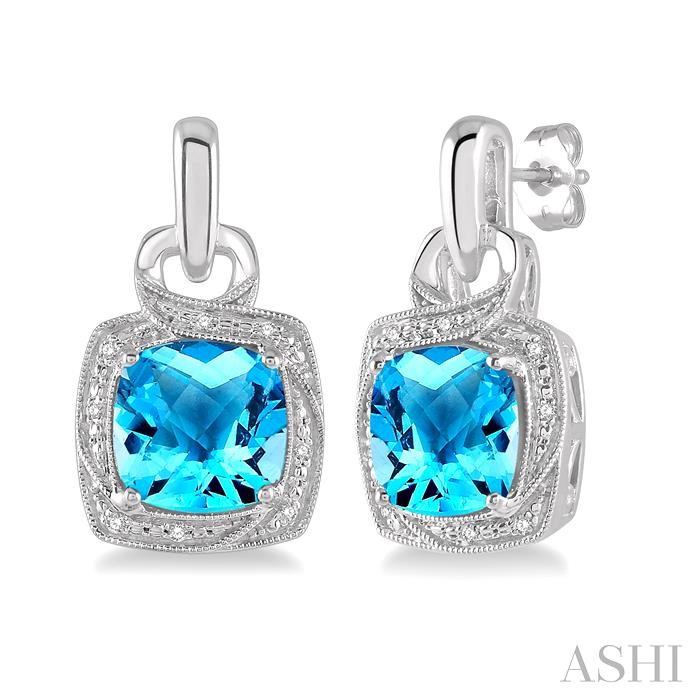 SILVER GEMSTONE & DIAMOND EARRINGS
