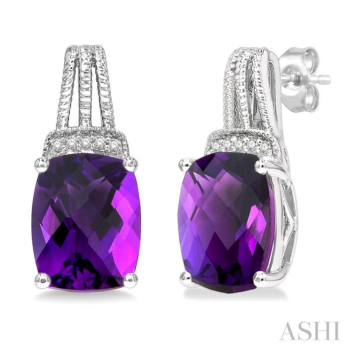 SILVER GEMSTONE & DIAMOND EARRINGS