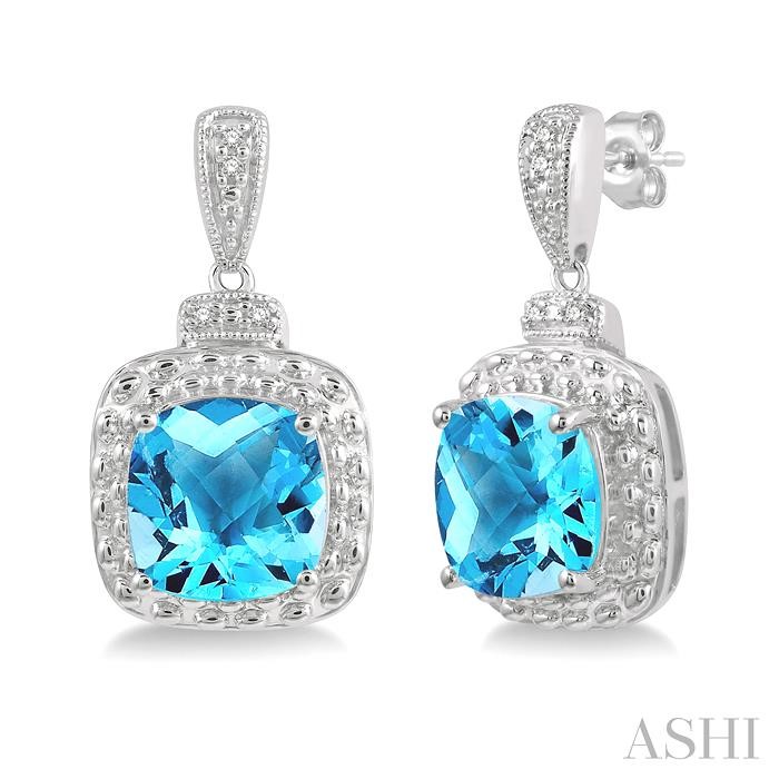 SILVER GEMSTONE & DIAMOND EARRINGS