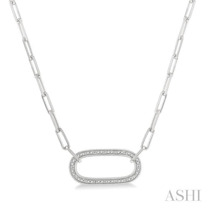 SILVER PAPER CLIP DIAMOND FASHION PENDANT