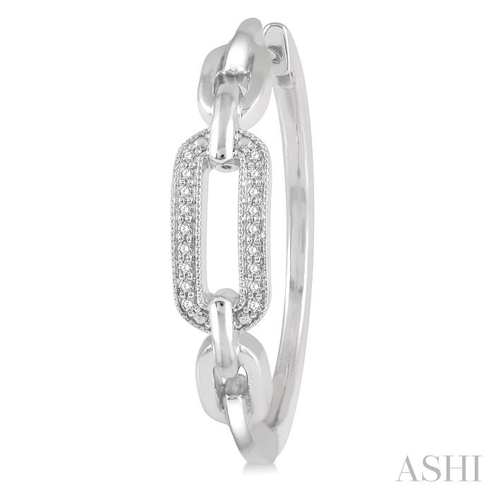 Silver Paperclip Diamond Fashion Hoop Earrings-3