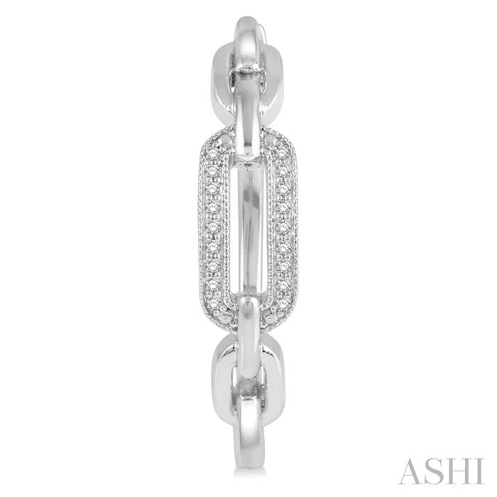 Silver Paperclip Diamond Fashion Hoop Earrings-2