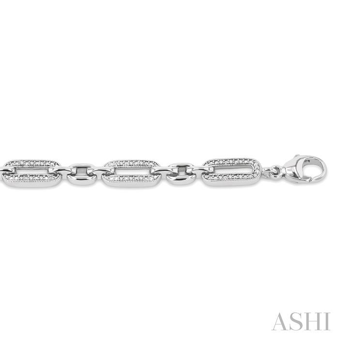 Silver Paperclip Diamond Fashion Bracelet-3