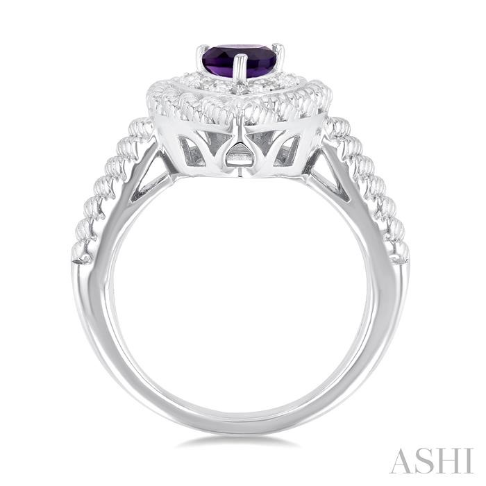 Silver Pear Shape Gemstone & Diamond Ring-3