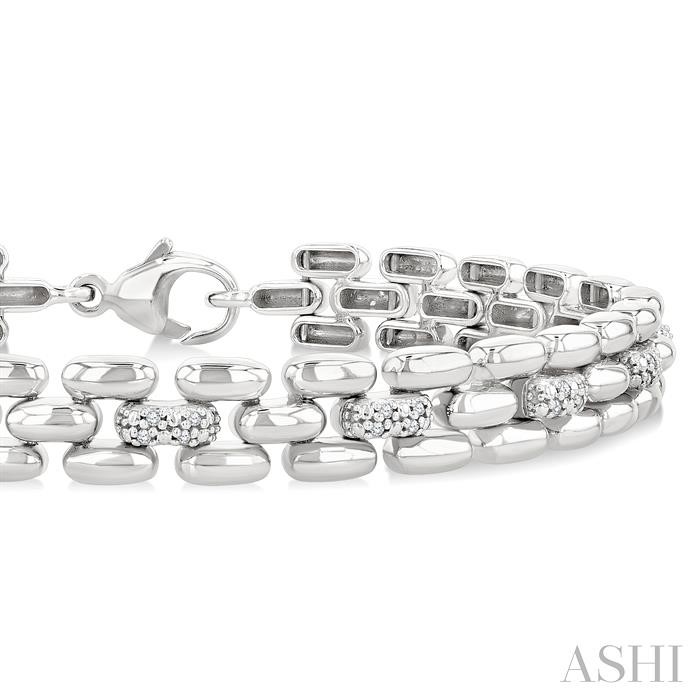 Silver Bold Panther Link Diamond Fashion Bracelet-2