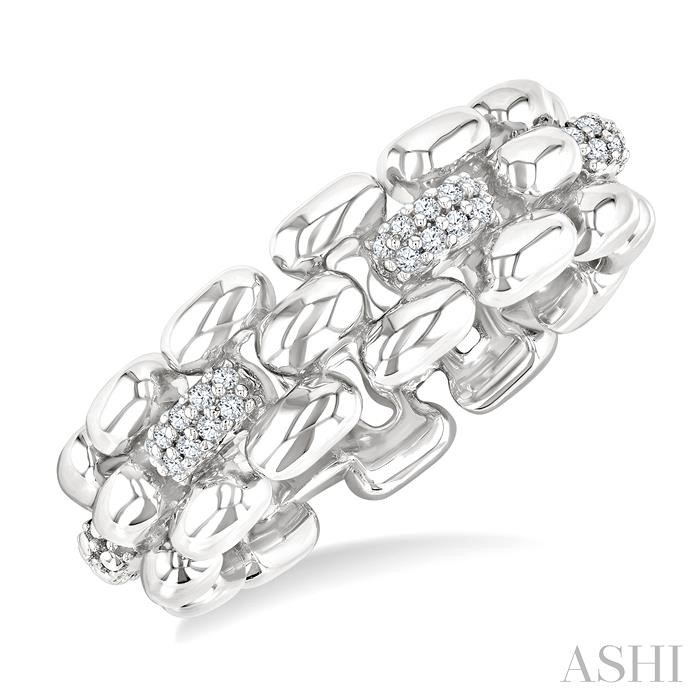 Silver Bold Panther Link Diamond Fashion Ring