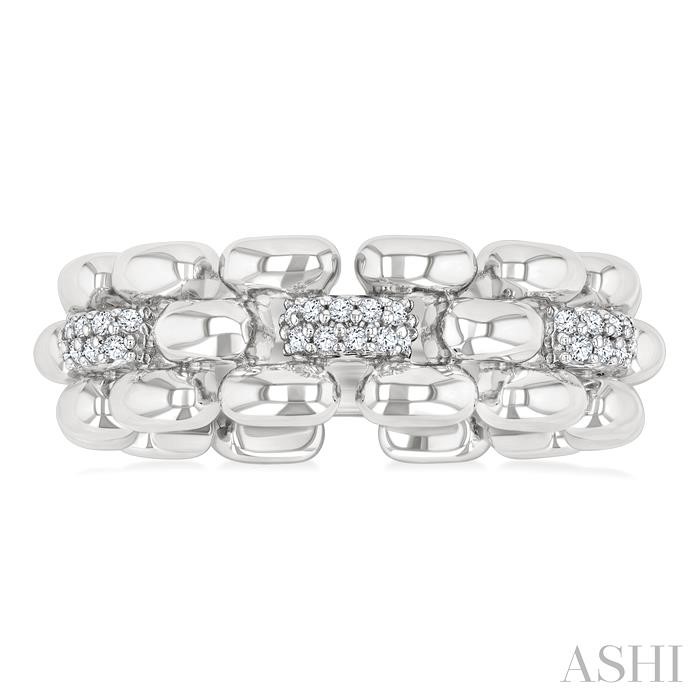 Silver Bold Panther Link Diamond Fashion Ring-2