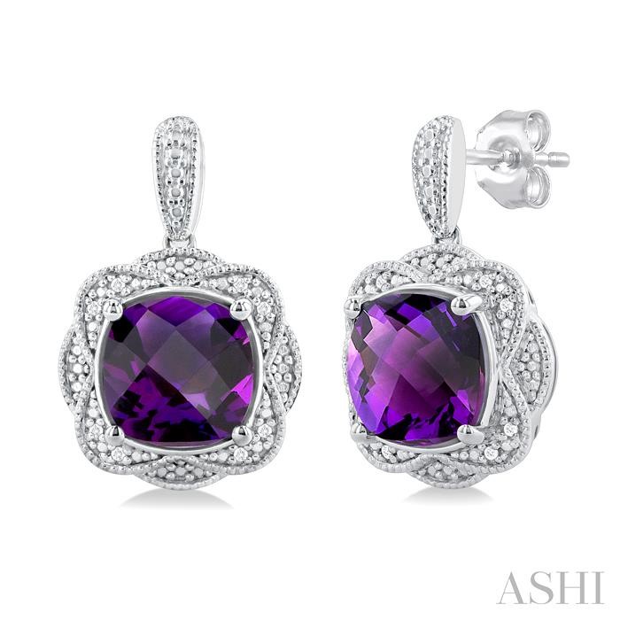 SILVER GEMSTONE & DIAMOND EARRINGS