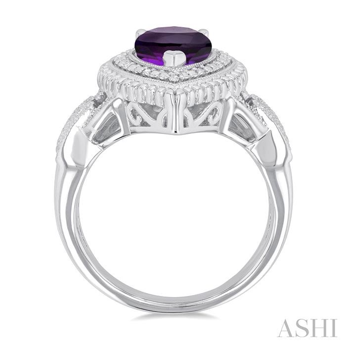 Silver Pear Shape Gemstone & Diamond Ring-3