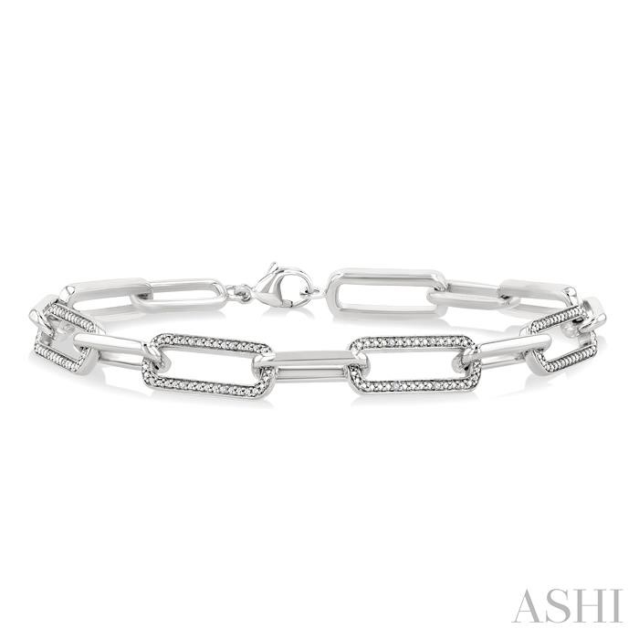 Silver Bold Paperclip Diamond Fashion Bracelet