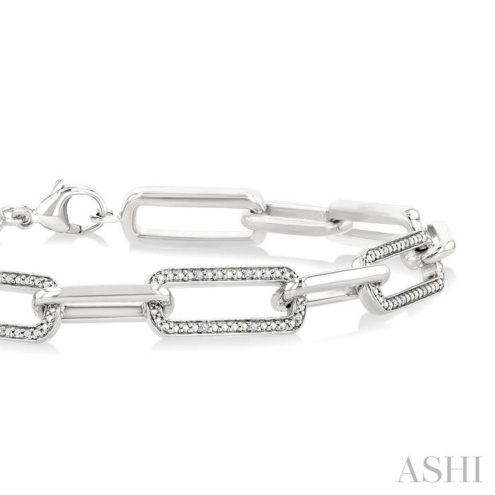 Silver Bold Paperclip Diamond Fashion Bracelet-2