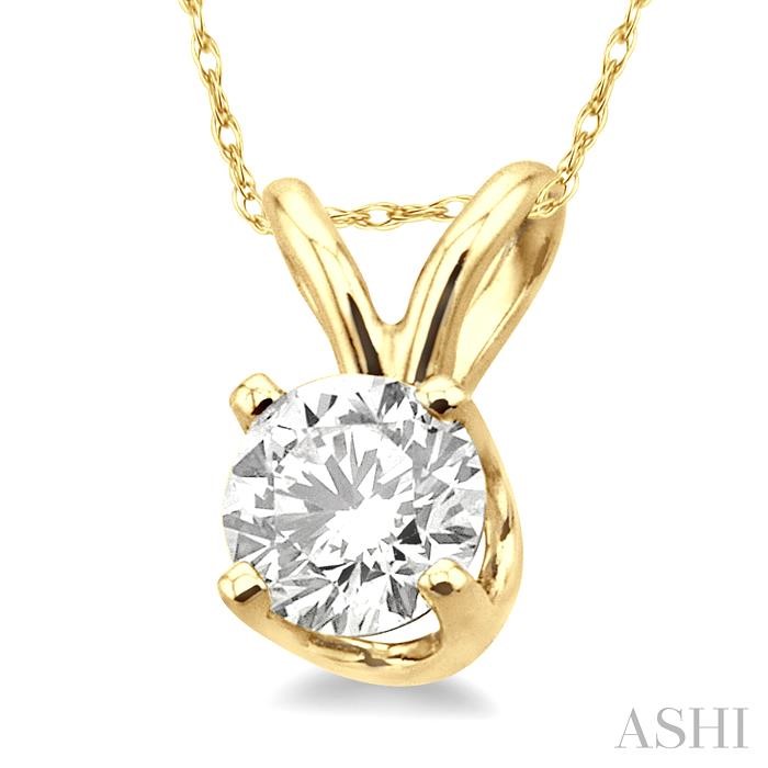 Round Shape Diamond Solitaire Pendant-2