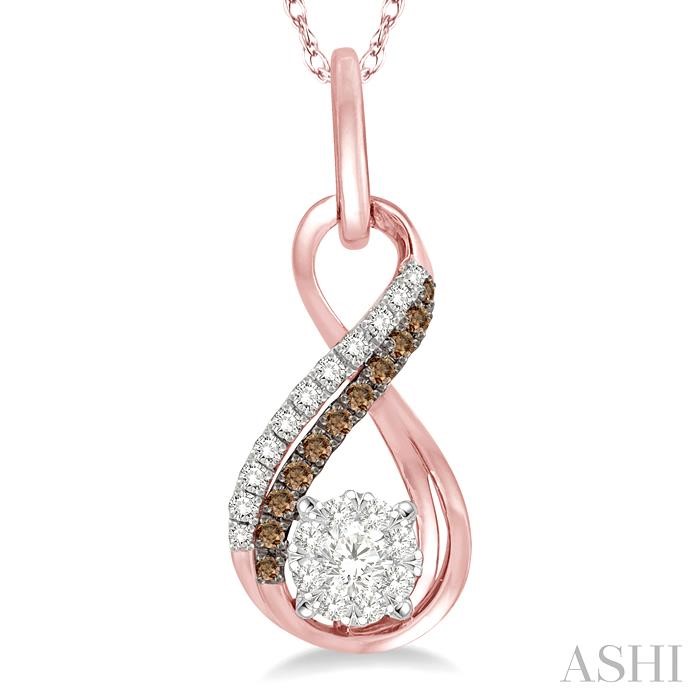 Round Shape Lovebright Champagne Diamond Infinity Pendant-3